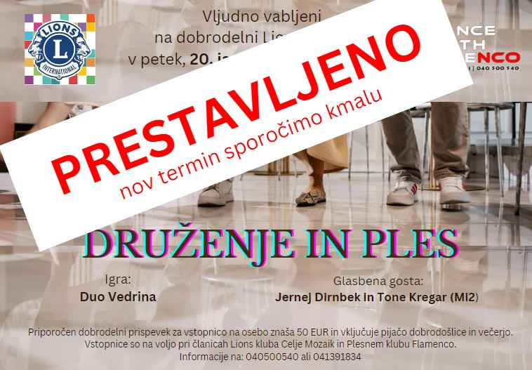 Lions druženje in ples prestavljen